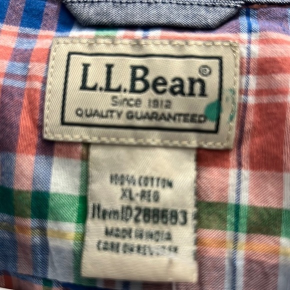 L.L. Bean Men’s Slightly Fitted Plaid Buttonp shirt size XL - Picture 4 of 6